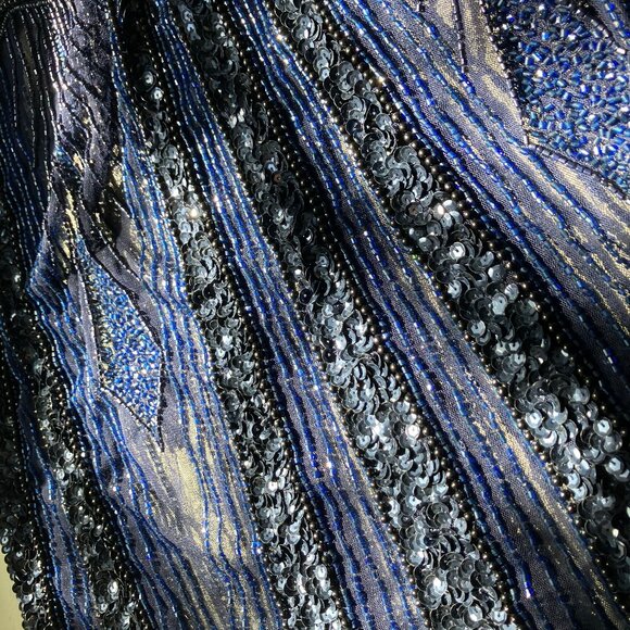 Chic Midnight Blue Embellished Midi Dress - Picture 5 of 15